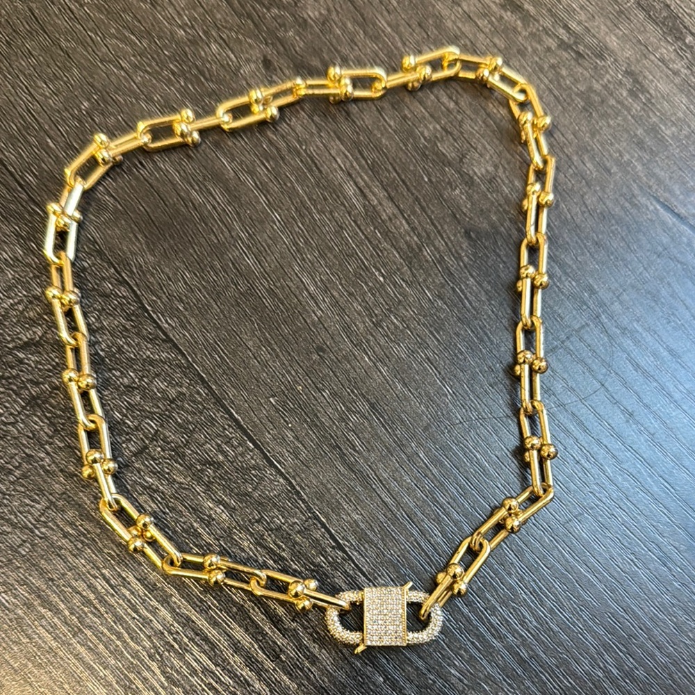 Gold Chain Necklace with Silver Accents
